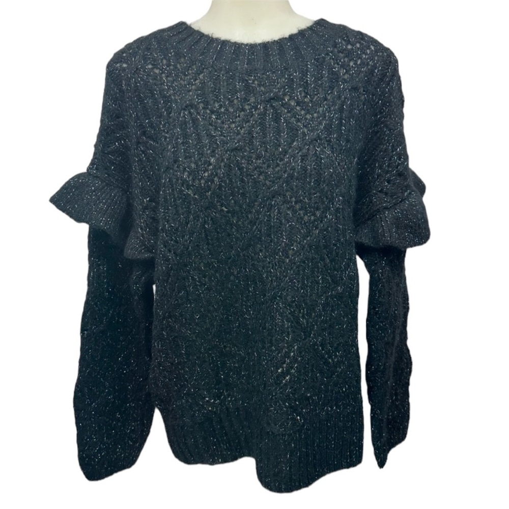 OLD NAVY Sweater Sz L Metallic Wool Blend Oversized Coquette Academia